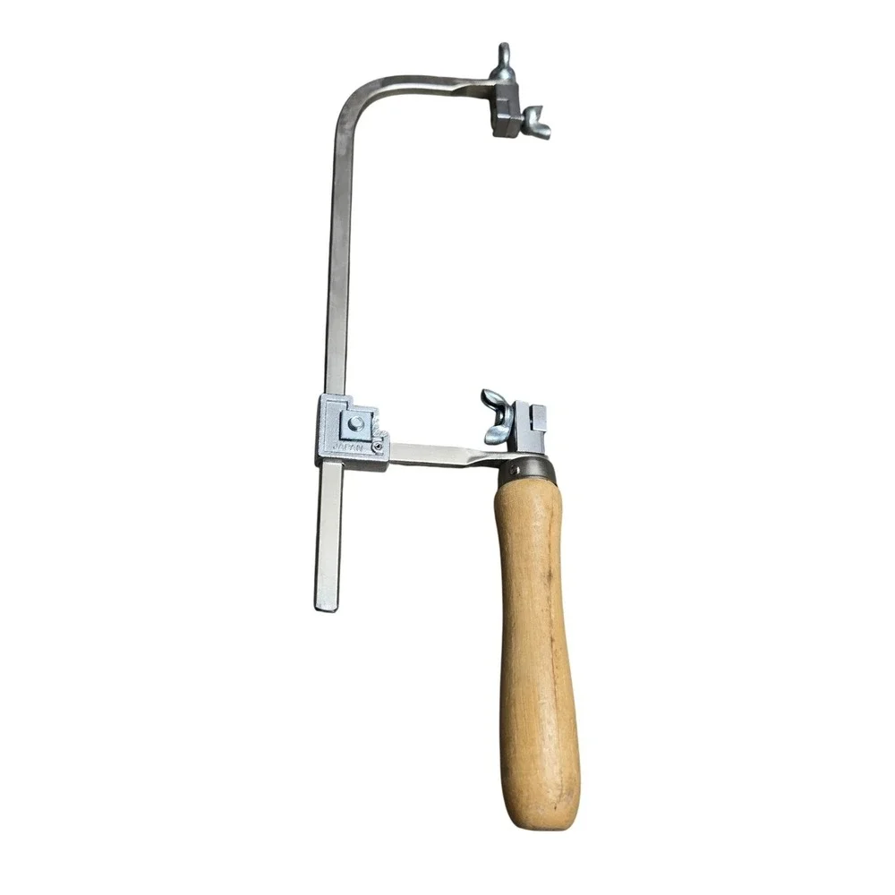 Vintage X-ACTO Adjustable Jewelers Coping Saw Frame Wood Handle Japan Silver